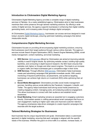 introduction to clickmasters digital marketing