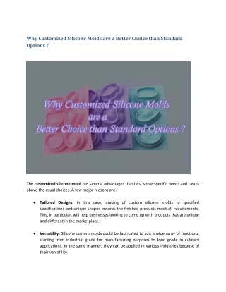 Why Customized Silicone Molds are a Better Choice than Standard Options