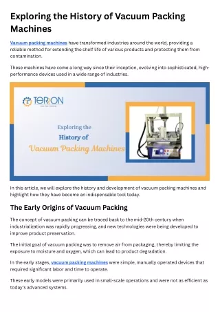 Exploring the History of Vacuum Packing Machines