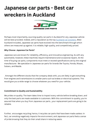 Japanese car parts, your dependable car wreckers in Auckland