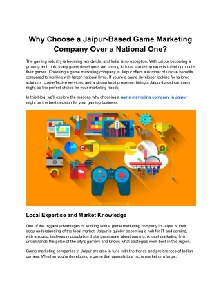 Why Choose a Jaipur-Based Game Marketing Company Over a National One