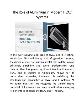 The Role of Aluminium in Modern HVAC Systems