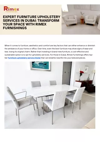 The Best Furniture upholstery - Rimex Furnishing In Dubai