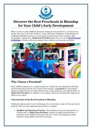 Best Preschools in Bhandup: Top Choices for Early Childhood Education