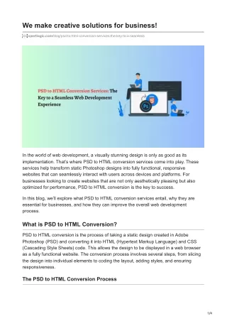 PSD to HTML Conversion Services: The Key to a Seamless Web Development Exp