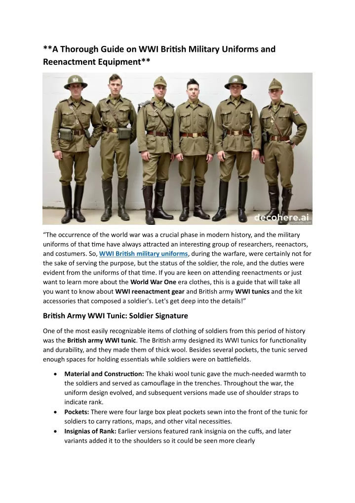 a thorough guide on wwi british military uniforms