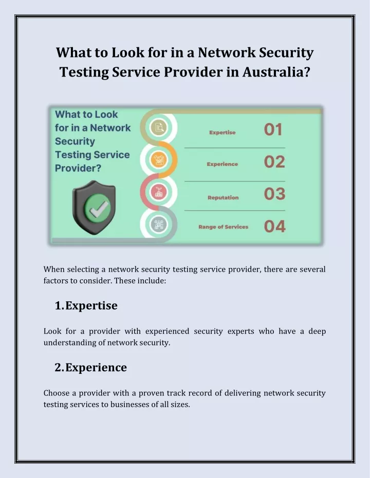 what to look for in a network security testing