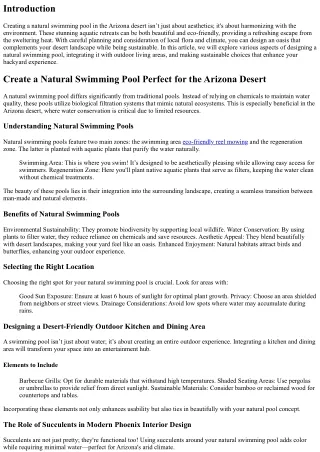 Create a Natural Swimming Pool Perfect for the Arizona Desert