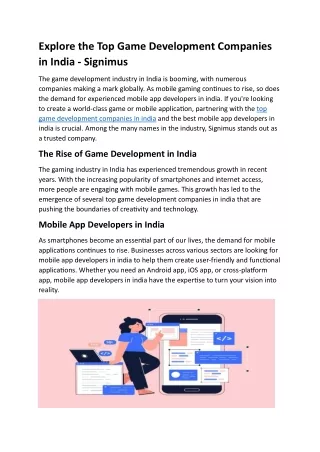 Explore the Top Game Development Companies in India - Signimus