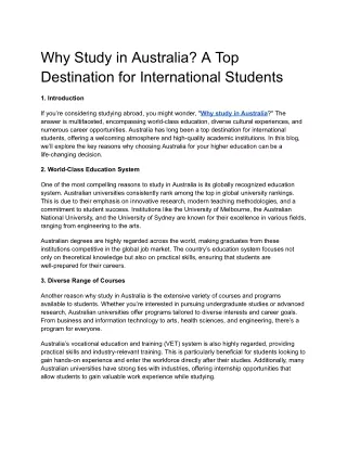 why study in australia a top destination