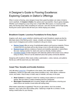 A Designer’s Guide to Flooring Excellence_ Exploring Carpets in Dalton’s Offerings