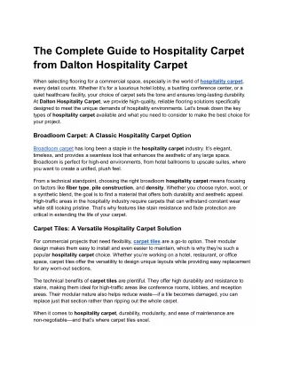 The Complete Guide to Hospitality Carpet from Dalton Hospitality Carpet