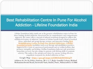 Best De-Addiction Centre In Pune - Lifeline Foundation India