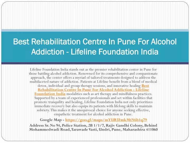 best rehabilitation centre in pune for alcohol addiction lifeline foundation india