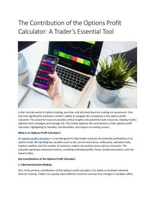 The Contribution of the Options Profit  Calculator: