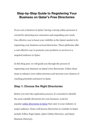 Step-by-Step Guide to Registering Your Business on Qatar’s Free Directories