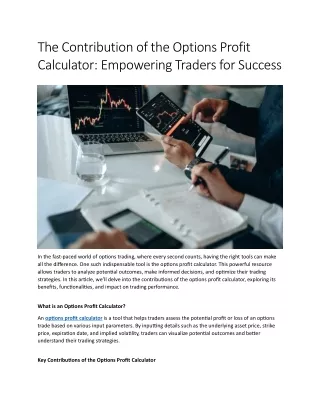 The Contribution of the Options Profit Calculator