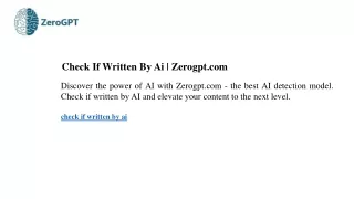 Check If Written By Ai  Zerogpt.com