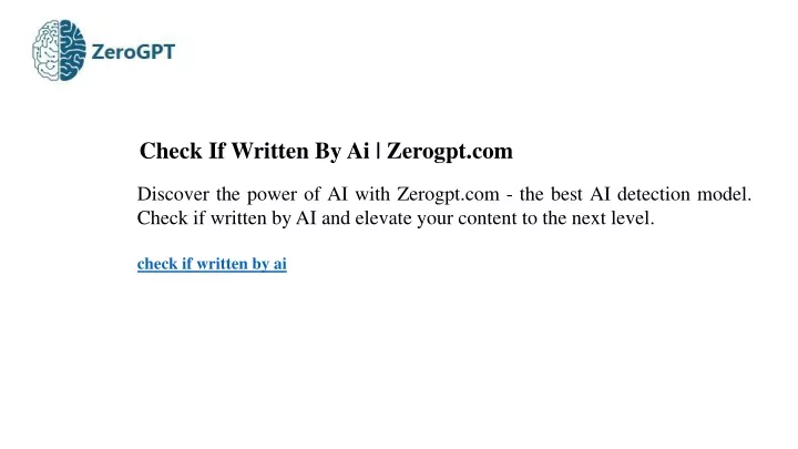 check if written by ai zerogpt com