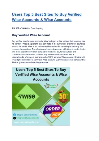 Users Top 5 Best Sites To Buy Verified Wise Accounts & Wise Accounts