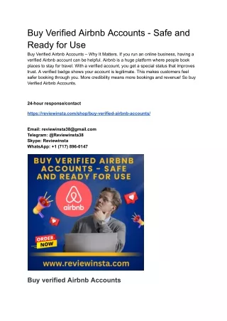 Buy Verified Airbnb Accounts - Safe and Ready for Use