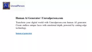 Human Ai Generator  Unrealperson.com