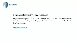 Sentence Rewrite Free Zerogpt.com