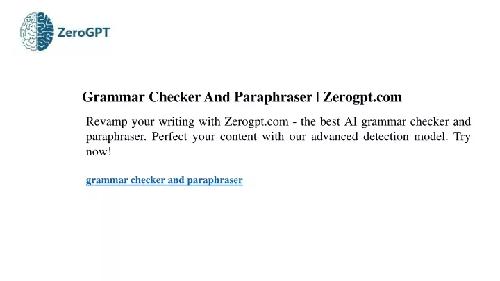 grammar checker and paraphraser zerogpt com