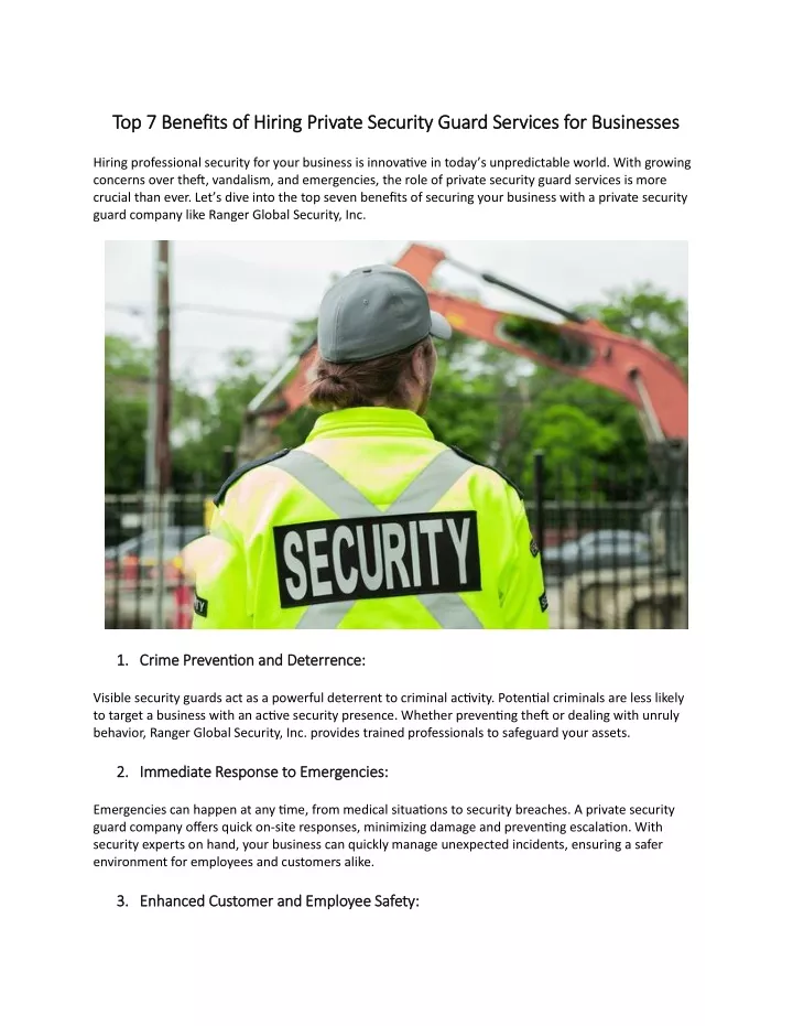 top 7 benefits of hiring private security guard