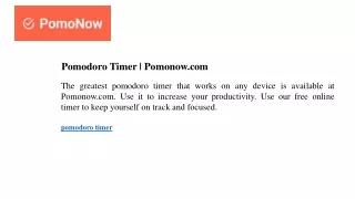 Pomodoro Timer Pomonow.com