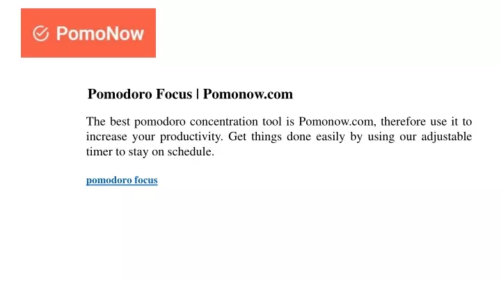 pomodoro focus pomonow com