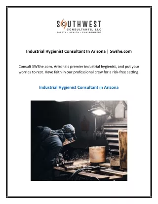 Industrial Hygienist Consultant In Arizona  Swshe