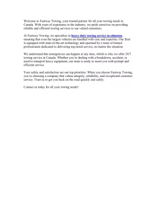 welcome to fastway towing your trusted partner