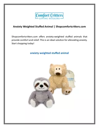 Anxiety Weighted Stuffed Animal  Shopcomfortcritters