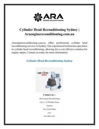 Cylinder Head Reconditioning Sydney  Araenginereconditioning.com.au