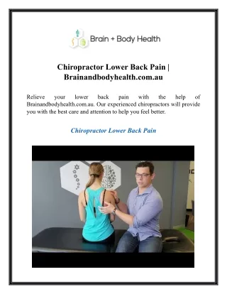 Chiropractor Lower Back Pain  Brainandbodyhealth.com.au