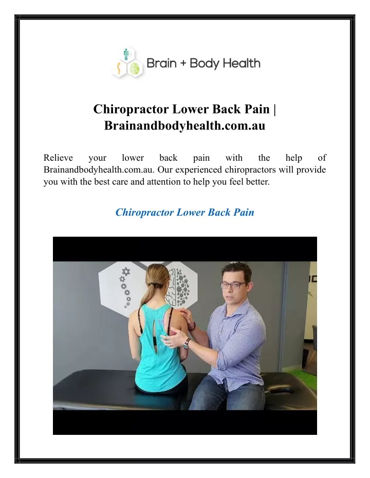 chiropractor lower back pain brainandbodyhealth