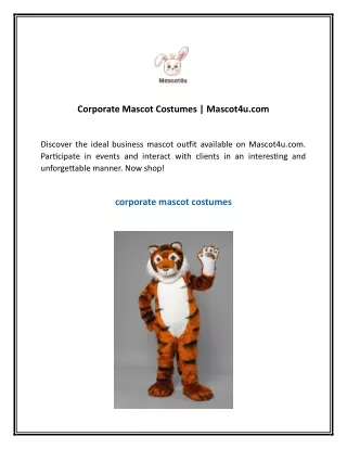 Corporate Mascot Costumes  Mascot4u