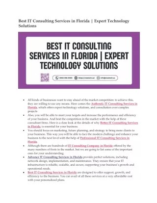 Best IT Consulting Services in Florida