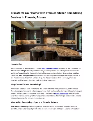Transform Your Home with Premier Kitchen Remodeling Services in Phoenix