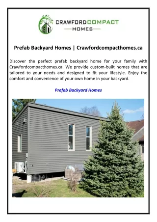 Prefab Backyard Homes Crawfordcompacthomes.ca