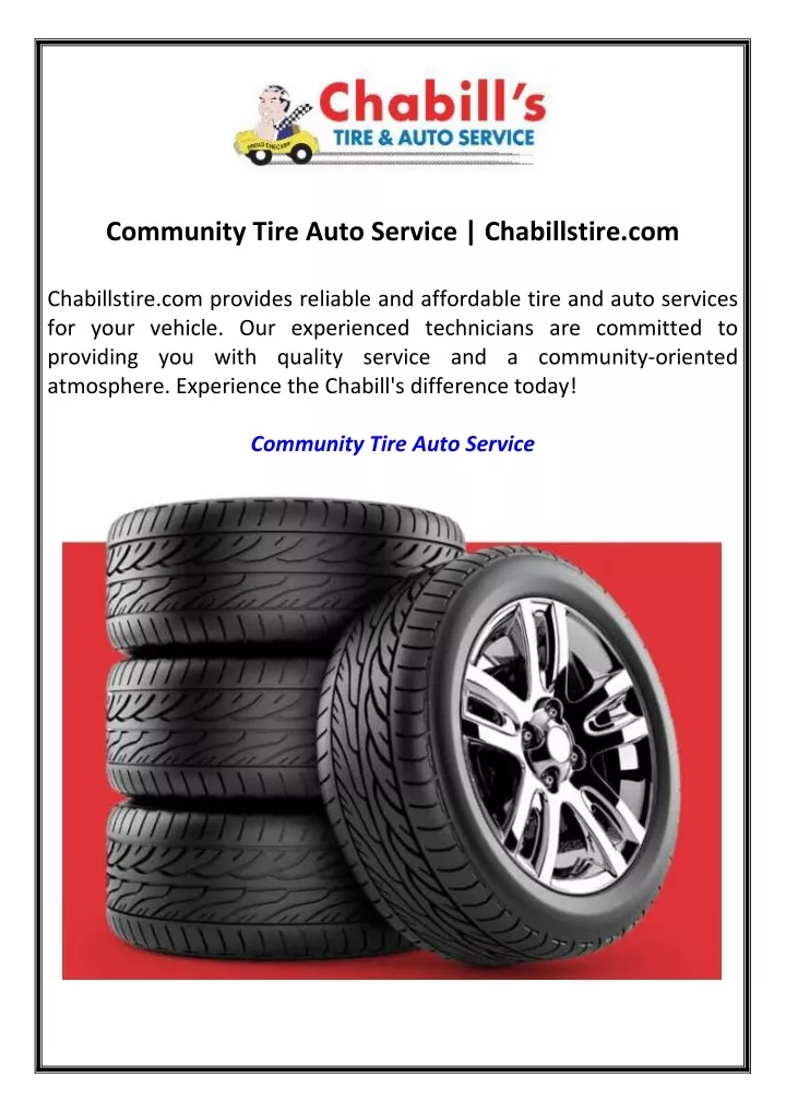 community tire auto service chabillstire com