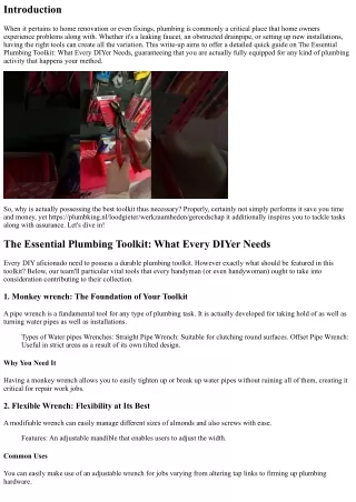 The Important Plumbing Toolkit: What Every DIYer Demands