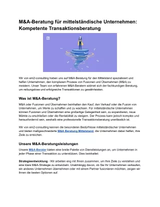 M&A-Beratung für mittelständische Unternehmen_ Kompetente Transaktionsberatung