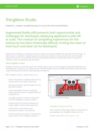 Unlock the Power of Augmented Reality with ThingWorx Studio