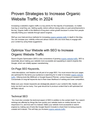 Proven Strategies to Increase Organic Website Traffic in 2024