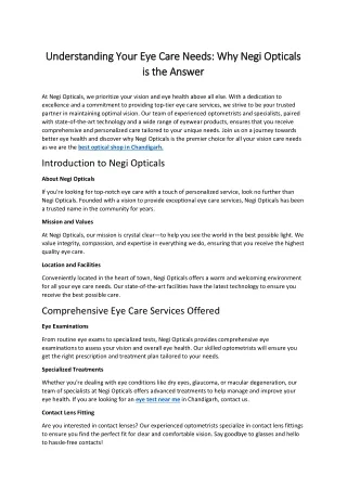 Understanding Your Eye Care Needs