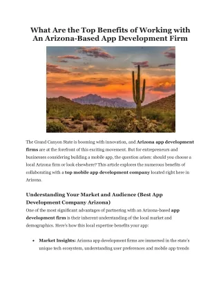 What Are the Top Benefits of Working with An Arizona-Based App Development Firm