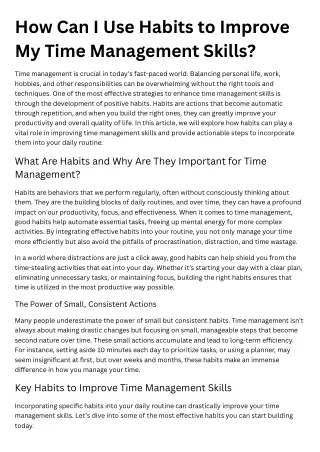 How Can I Use Habits to Improve My Time Management Skills