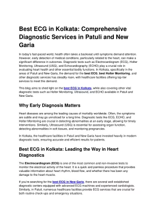 best ecg in kolkata comprehensive diagnostic